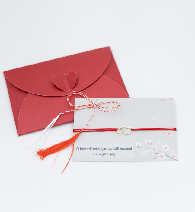 Bratara Martisor din argint placat cu aur  - Inimioare [3]