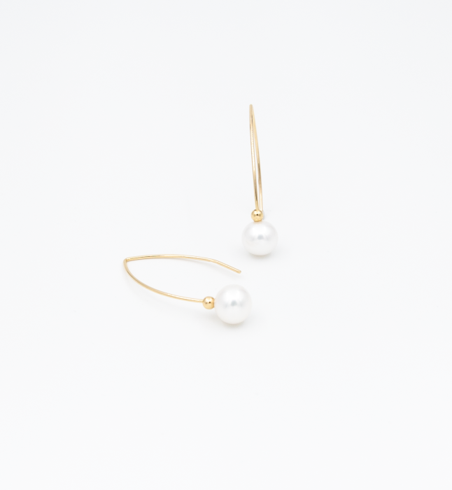 Cercei din argint placat cu aur si perla naturala - Sofia [2]