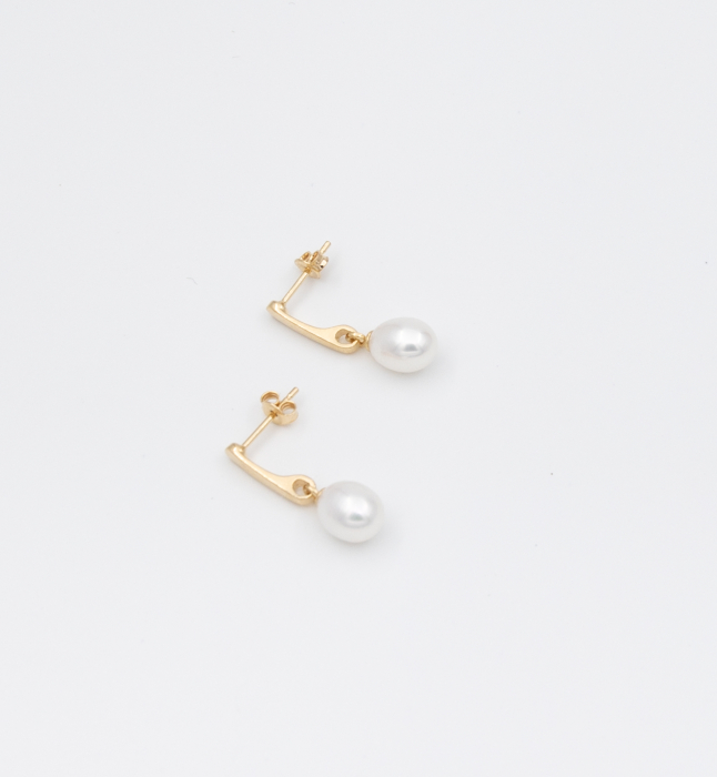 Cercei din argint placat cu aur si perle naturale - Louise [2]