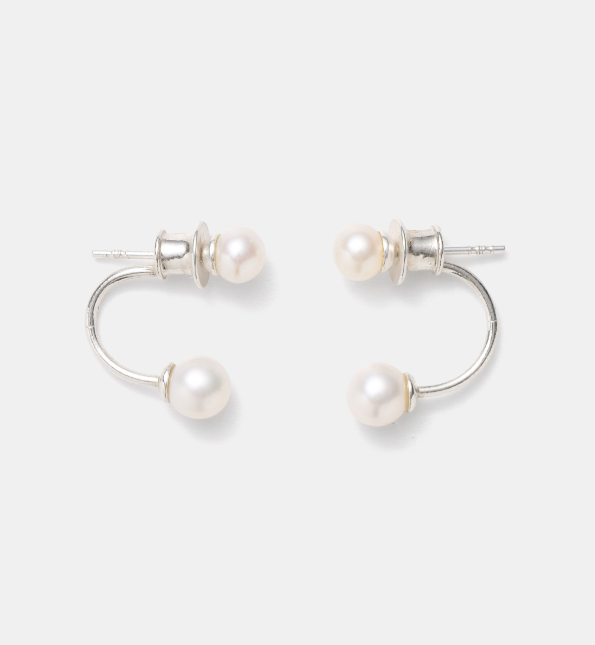 Cercei din argint si perle naturale -  White Duet Pearls [3]