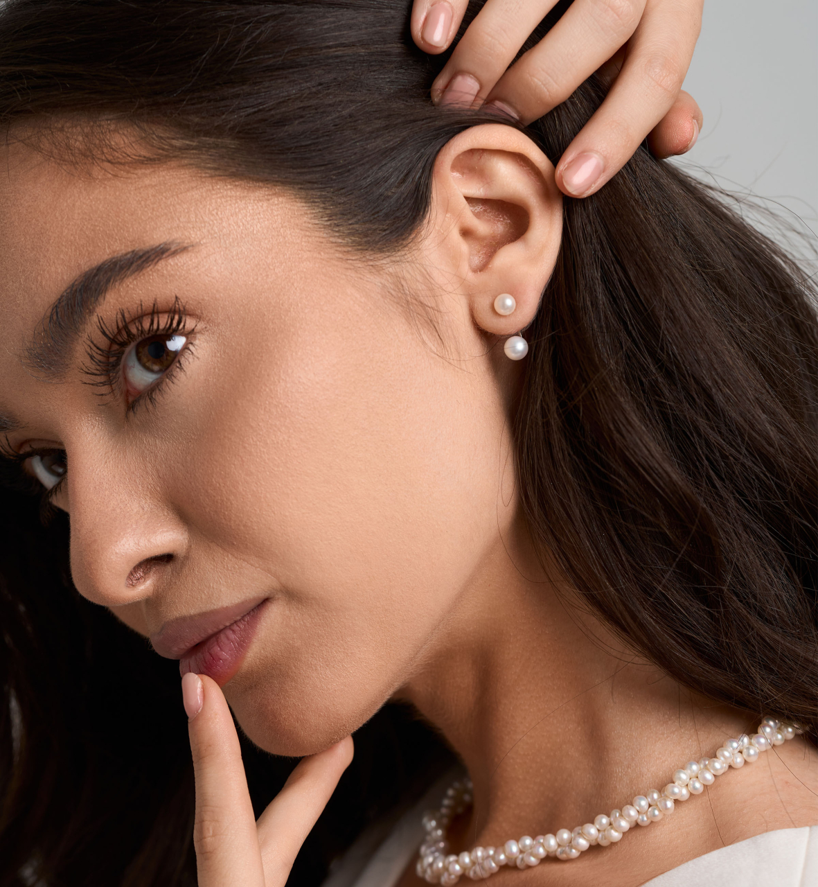 Cercei din argint si perle naturale -  White Duet Pearls [2]