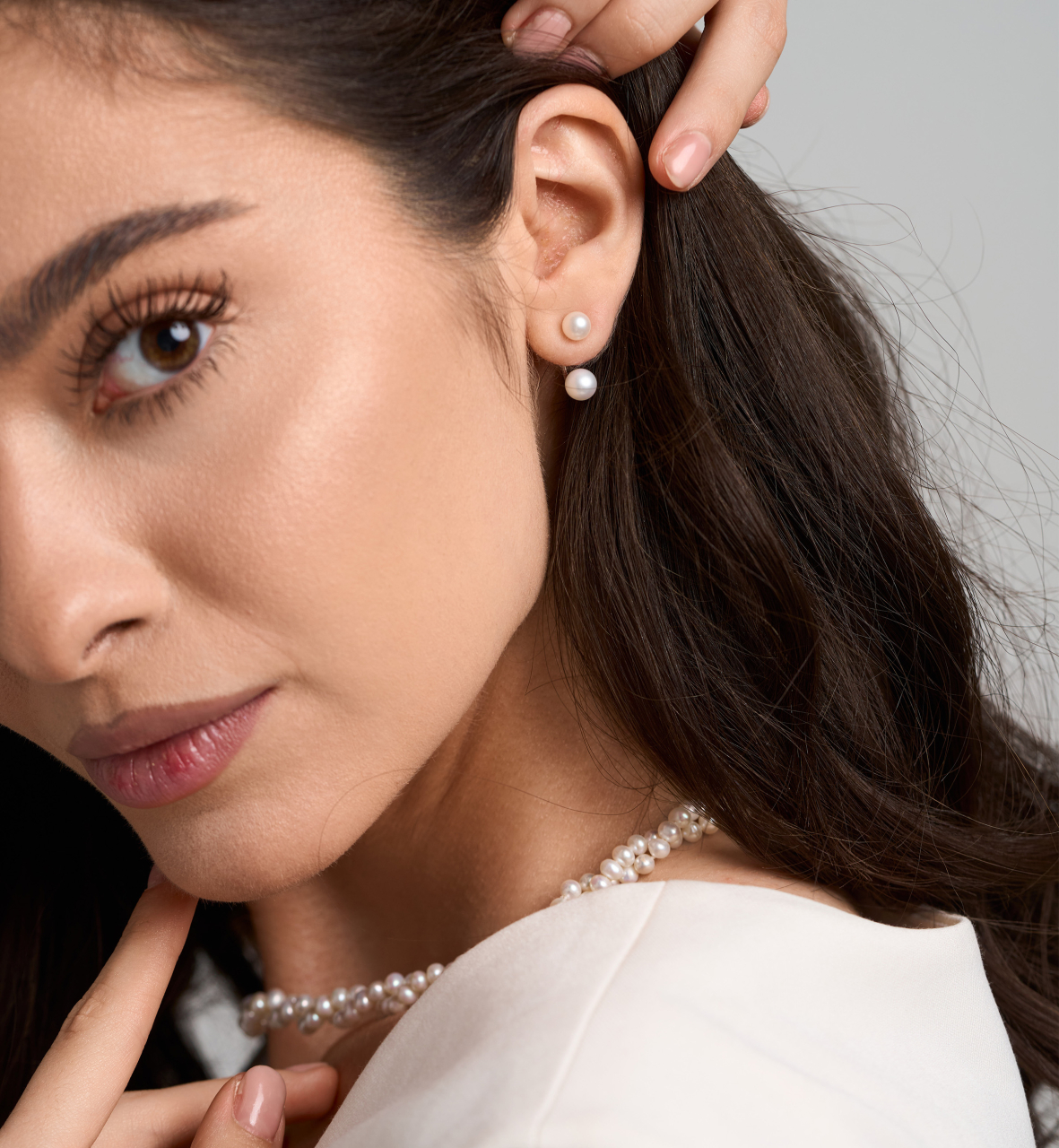 Cercei din argint si perle naturale -  White Duet Pearls [4]