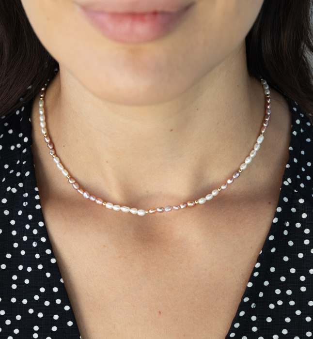 Colier cu perle din argint placat cu aur - Alma [3]