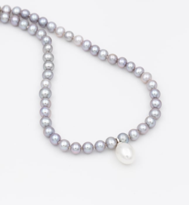 Colier cu perle de cultura gri din argint - Grey Pearl [2]