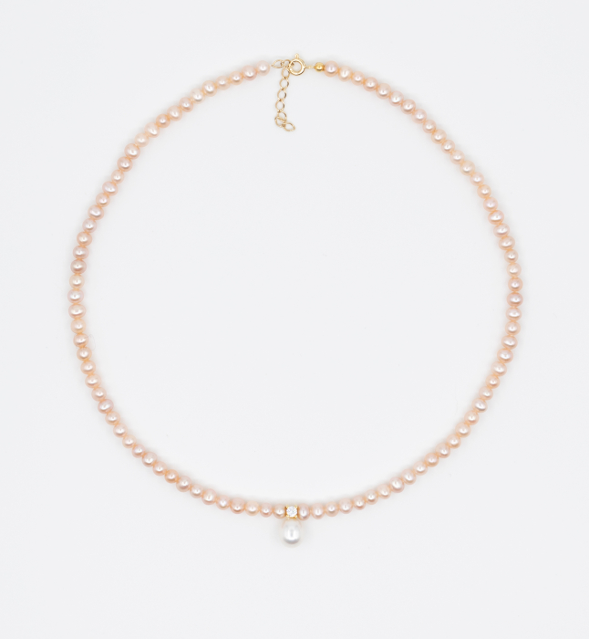 Colier cu perle de cultura roz din argint placat cu aur - Lady Pink [1]