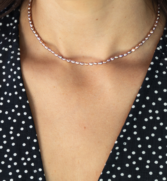 Colier cu perle din argint placat cu aur roz [3]