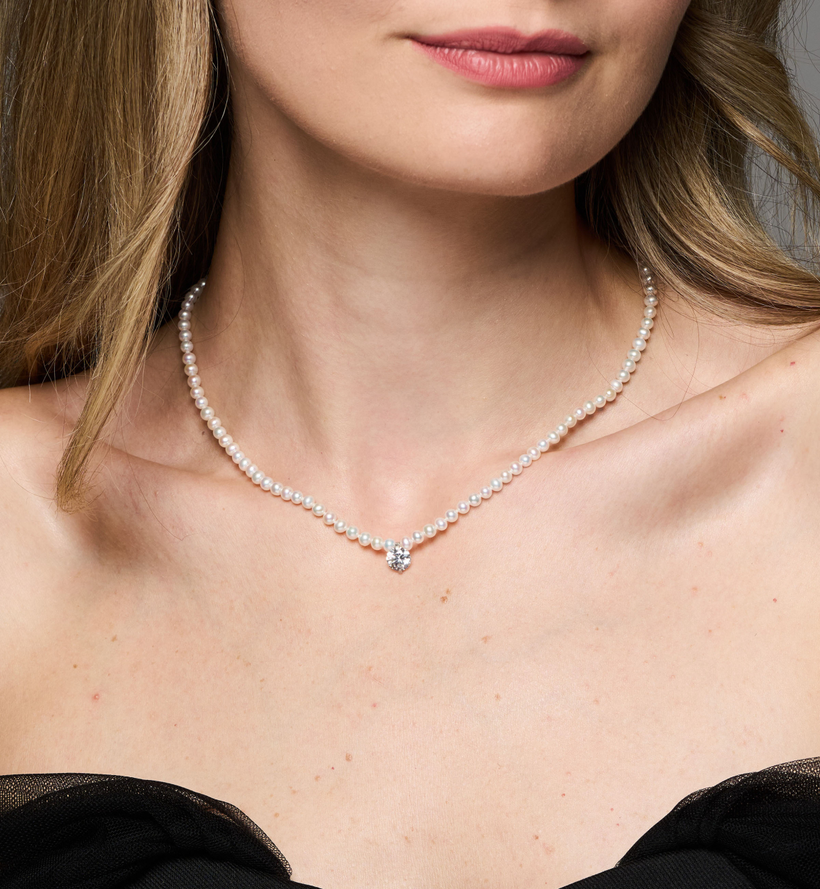 Colier cu perle naturale din argint cu zirconiu - Princess [2]