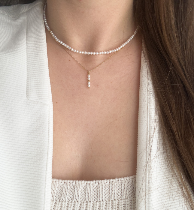 Colier cu perle naturale si argint placat cu aur  - Golden Line [1]