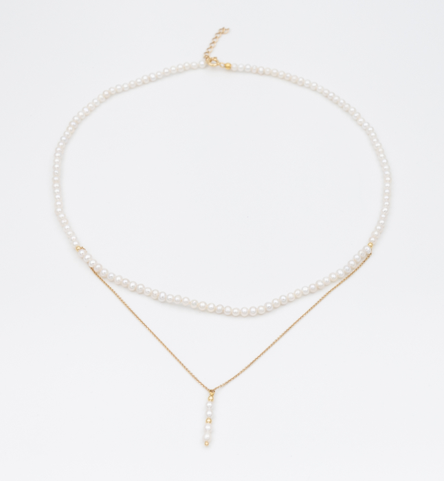 Colier cu perle naturale si argint placat cu aur  - Golden Line [2]