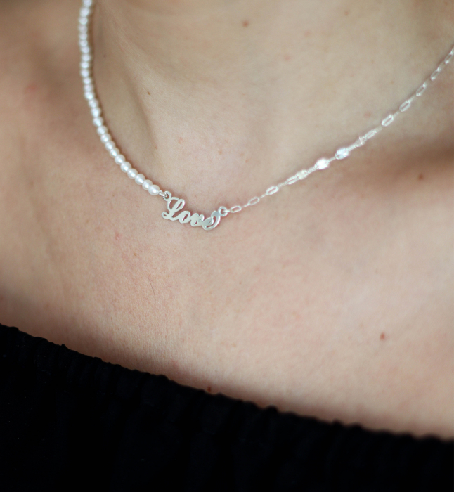 Colier din argint cu perle  - Love [1]