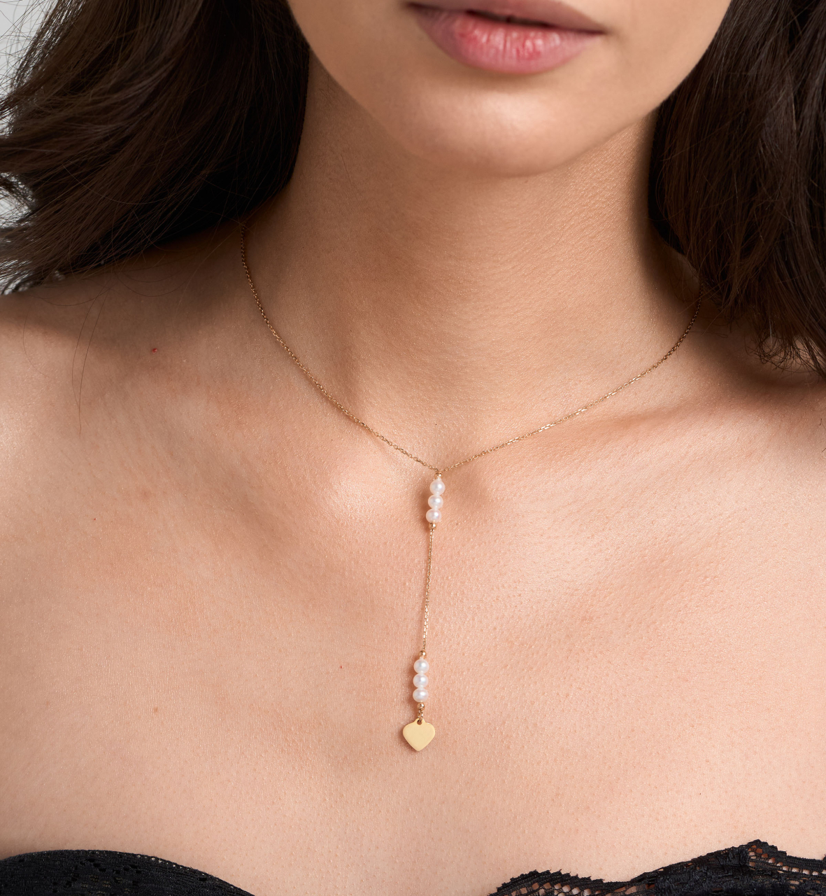 Colier din argint placat cu aur, perle naturale - Pearl Heart [2]