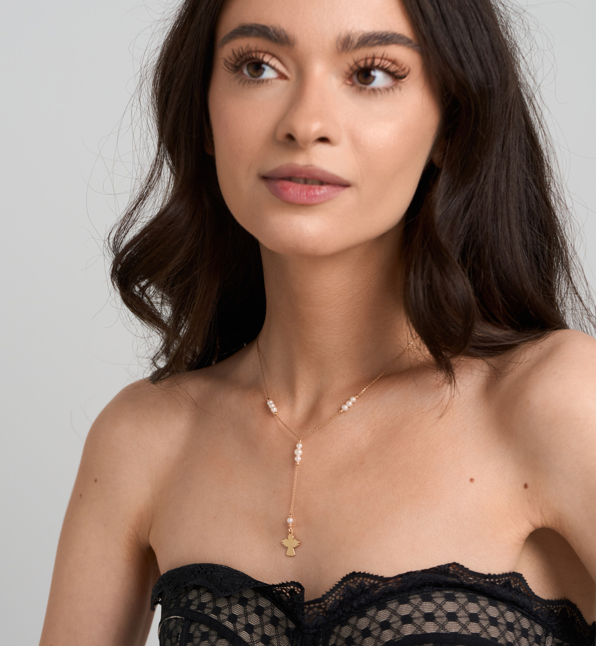 Colier din argint placat cu aur si perle naturale - Angel Pearl [3]
