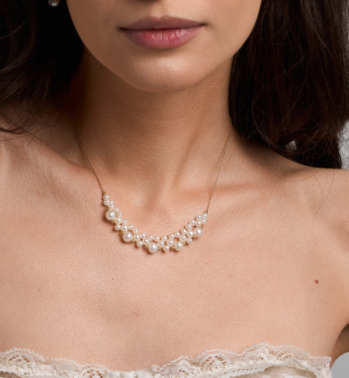 Colier din argint placat cu aur si perle naturale  -  Bride Pearl [2]