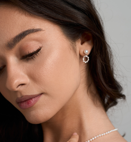 Cercei din argint cu perle naturale si zirconiu - Queen Pearl [1]