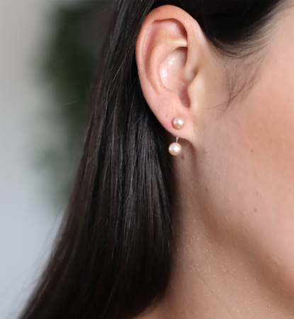 Cercei din argint cu perle roz  - Pearls Duet [2]
