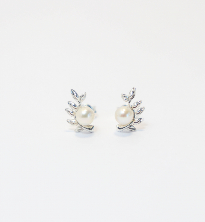 Bijuterii cu perle - Cercei din argint  - Leaf Pearl