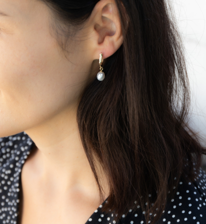 Cercei din argint placat cu aur si cu perla naturala - Nina [2]