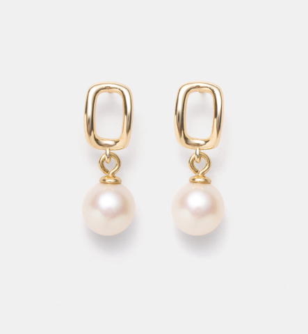 Bijuterii cu perle - Cercei din argint placat cu aur  si perla naturala  - Joy Pearl