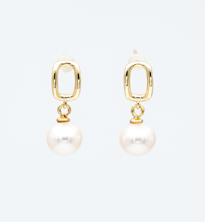 Bridal Collection - Cercei din argint placat cu aur  si perla naturala  - Joy Pearl