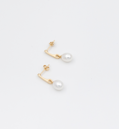 Cercei din argint placat cu aur si perle naturale - Louise [1]