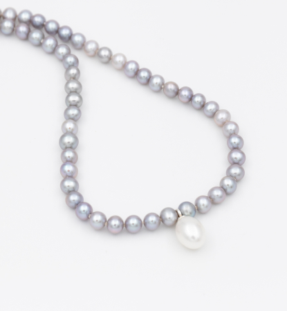 Colier cu perle de cultura gri din argint - Grey Pearl [1]