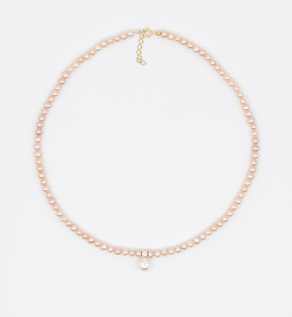 Coliere - Colier cu perle de cultura roz din argint placat cu aur - Lady Pink