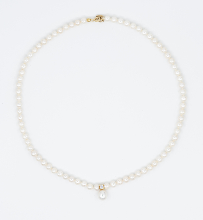 Bijuterii cu perle - Colier cu perle din argint placat cu aur  -  White Tear