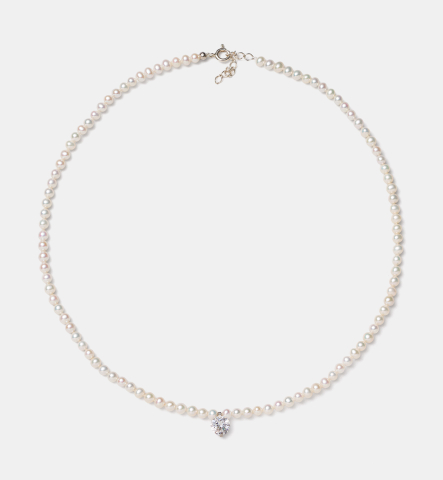 Bijuterii cu perle - Colier cu perle naturale din argint cu zirconiu - Princess