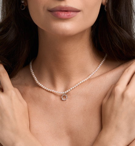 Colier cu perle naturale din argint cu zirconiu - Queen [1]