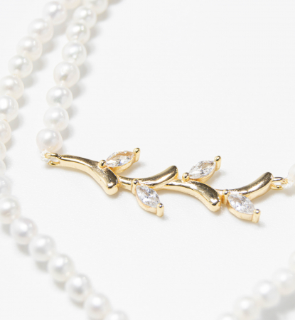 Colier de perle din argint placat cu aur  - Golden Leaf [1]