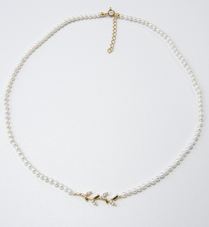 SALE - Colier de perle din argint placat cu aur  - Golden Leaf