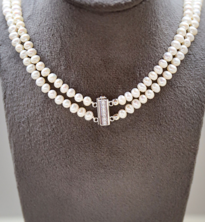 Colier din argint cu perle de cultura  - Twisted Pearls [4]