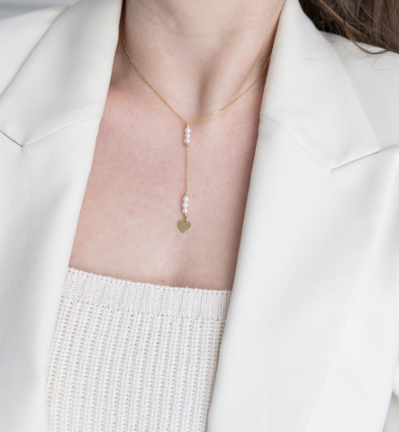 Colier din argint placat cu aur, perle naturale - Pearl Heart [1]