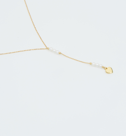 Coliere din argint si Perle Naturale - Colier din argint placat cu aur, perle naturale - Pearl Heart