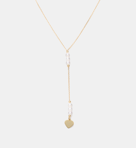 Bijuterii cu perle - Colier din argint placat cu aur, perle naturale - Pearl Heart