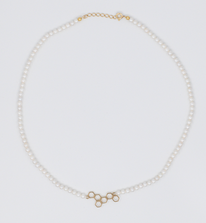Bee Collection - Colier din argint placat cu aur si cu perle de cultura - Honeycomb Pearl