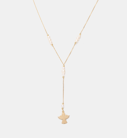 Bijuterii cu perle - Colier din argint placat cu aur si perle naturale - Angel Pearl