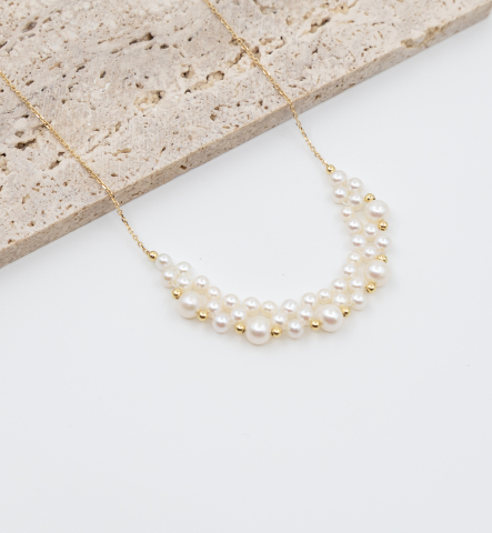 Colier din argint placat cu aur si perle naturale  -  Bride Pearl [2]