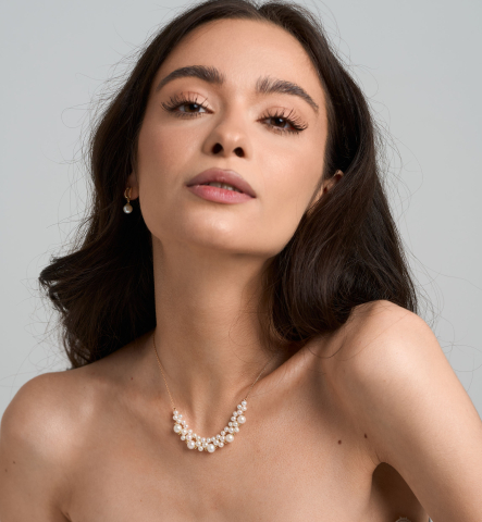Colier din argint placat cu aur si perle naturale  -  Bride Pearl [2]