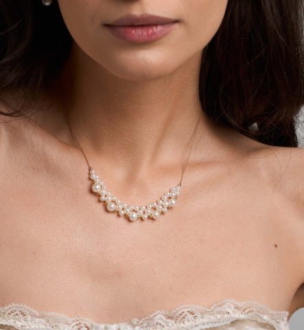 Colier din argint placat cu aur si perle naturale  -  Bride Pearl [1]