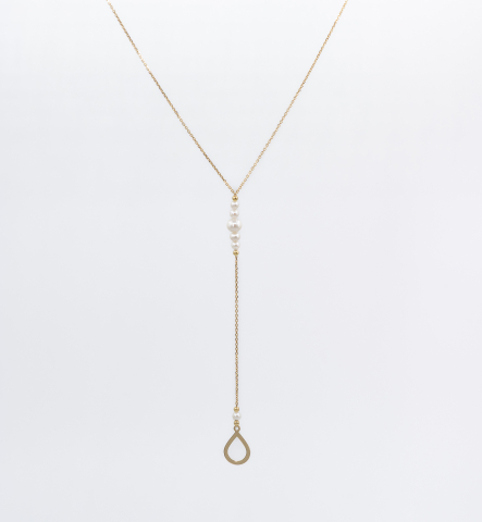 Bijuterii cu perle - Colier din argint placat cu aur si perle naturale - Rain Pearl