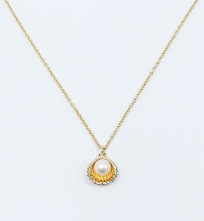 Coliere - Colier din argint placat cu aur White Pearl Shell