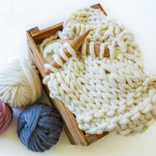 Fir pentru tricotat foarte gros, merinos, ivory, 500 gr. [2]