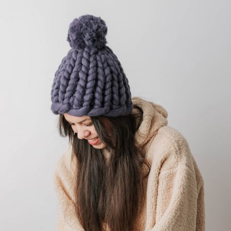 Căciuli - căciulă gri din fir gros de merinos