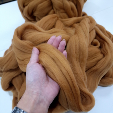 Fire gigante din lână - Fir gigant pentru tricotat cu mana, merinos, maro, 1 kg
