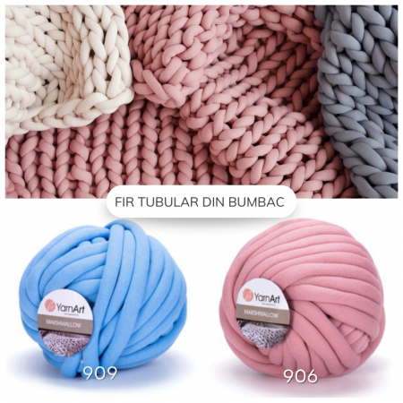 fir tubular bumbac pentru tricotat cu mana