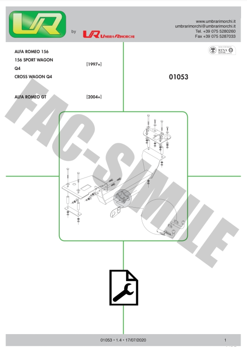 Cârlig de remorcare Umbra Rimorchi pentru Alfa Romeo 156 Sedan (1997 - 2006) - 01053/F [2]