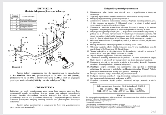 Cârlig de remorcare detașabil orizontal Alfa Romeo 159 (2006 - prezent) Auto-Hak AL 38A - karmaster.ro [6]