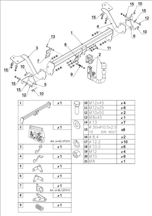 Cârlig de remorcare Auto-Hak Demontabil Vertical cu Cheie pentru Fiat Doblo Van L1 (+E-DOBLO) (2022 - Prezent) [5]