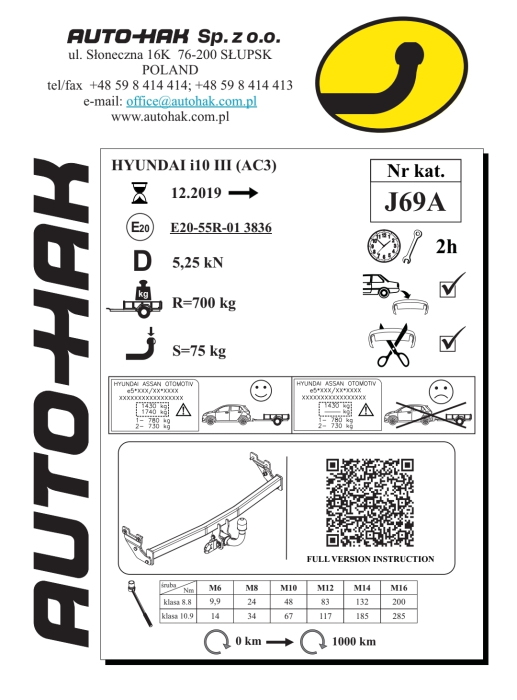 Cârlig Remorcare Hyundai i10 III (După 2019) Auto-Hak J 69A [2]